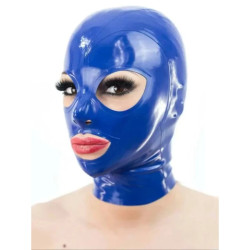 BDSMaster Cagoule en Latex Texie Bleu